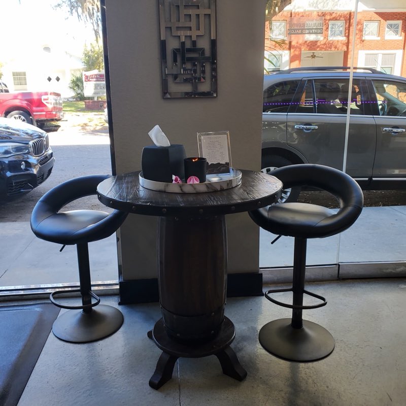 Cozy bistro table and stools by the window
